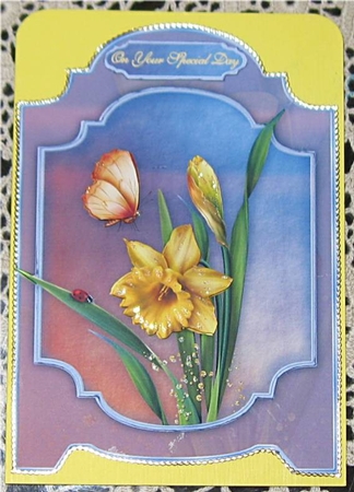 Delightful Daffodils Screen Card Front with Step by Step by Wendy De Winter