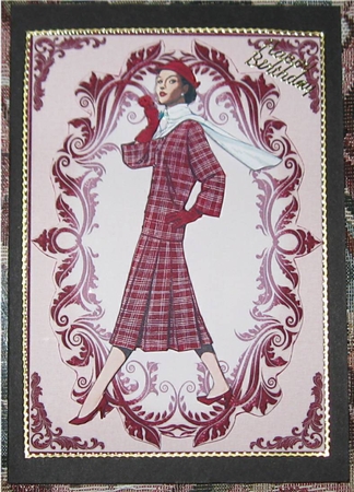 Vintage Fashion Lady Embossed A4 Topper / Card Front by Wendy De Winter