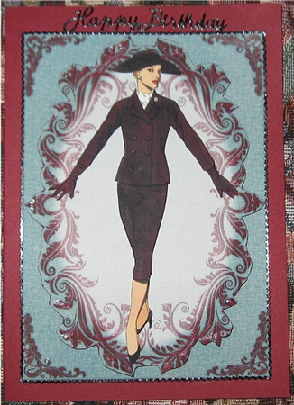 Vintage Fashion Lady Embossed A4 Topper / Card Front by Wendy De Winter