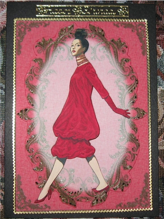 Vintage Fashion Lady Embossed A4 Topper / Card Front by Wendy De Winter