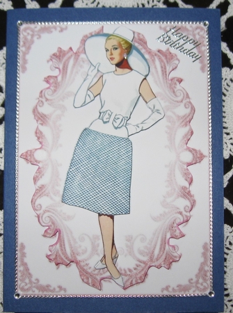 Vintage Fashion Lady Embossed A4 Topper / Card Front by Wendy De Winter