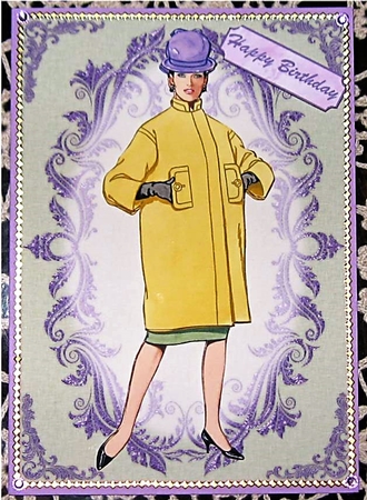 Vintage Fashion Lady Embossed A4 Topper / Card Front by Wendy De Winter