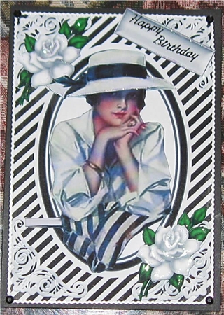Beautiful Edwardian Lady in Black/white with White Roses by Wendy De Winter