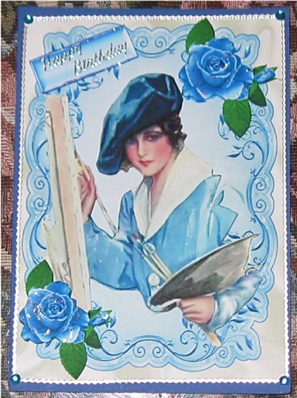 Vintage Edwardian Lady Artist with Roses by Wendy De Winter