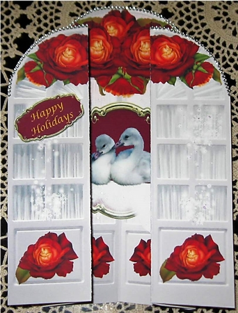 Christmas Rose Window Tri Fold Topper by Wendy De Winter