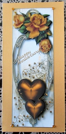 Large Dl Hearts & Flowers - Golden Roses by Wendy De Winter