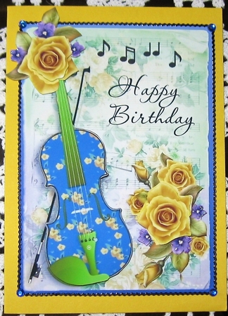 Violin with Yellow Roses H.birthday by Wendy De Winter