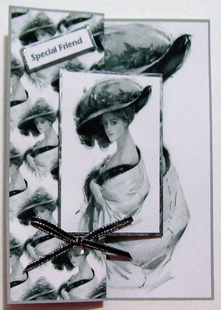 Lady in the Large Hat Fold Back Card by Wendy De Winter