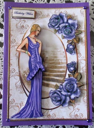 1930's Lady in a Purple Dress Card and Decoupage by Wendy De Winter