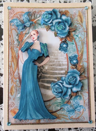 Lady in the Teal Dress Card Front by Wendy De Winter