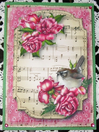 Glory Rose Wren Sheet Music Plaque by Wendy De Winter