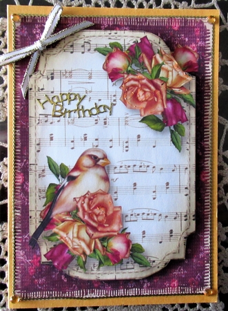 Joy Roses Bird Sheet Music Plaque by Wendy De Winter