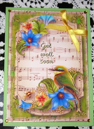 Gorgeous Green Bird Sheet Music Plaque by Wendy De Winter