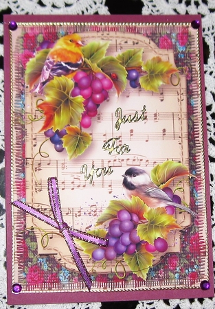 Birds & Grapes Sheet Music Plaque by Wendy De Winter