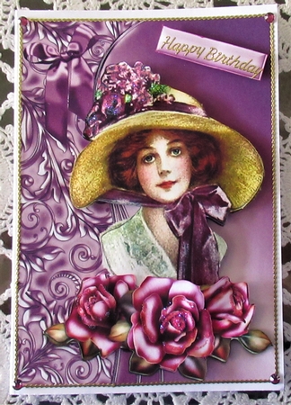 Pretty Lady with Pink Roses in a Flower Bonnet by Wendy De Winter