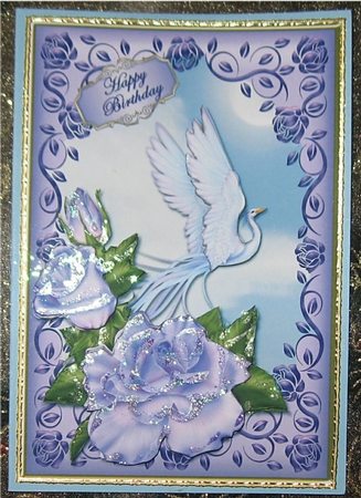 Fantasy Bird Rose Framed Card Front by Wendy De Winter