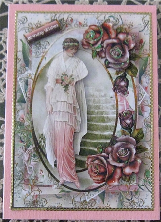 Lady of the Rose Card with Decoupage by Wendy De Winter