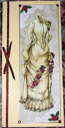 Vintage Cream Dress with Red Roses Tall Dl by Wendy De Winter