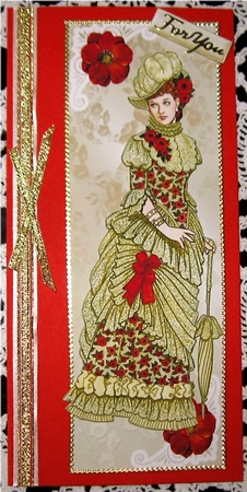 Vintage Lady with Red Flowers Tall Dl by Wendy De Winter