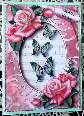 Butterfly Trio and Edwardian Roses + Frame by Wendy De Winter