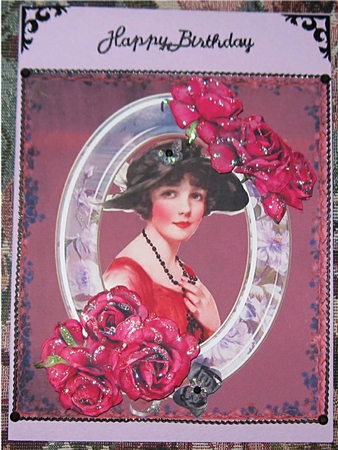 Lady Portrait with Shabby Rose Decoupage by Wendy De Winter
