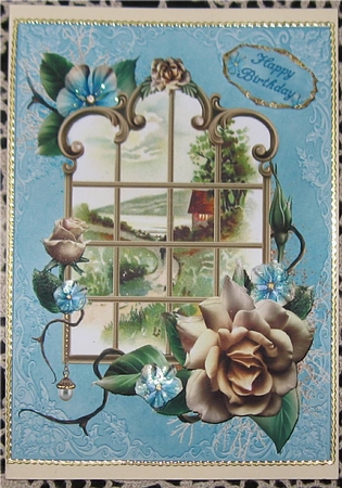 Through the Window with Champagne Roses by Wendy De Winter