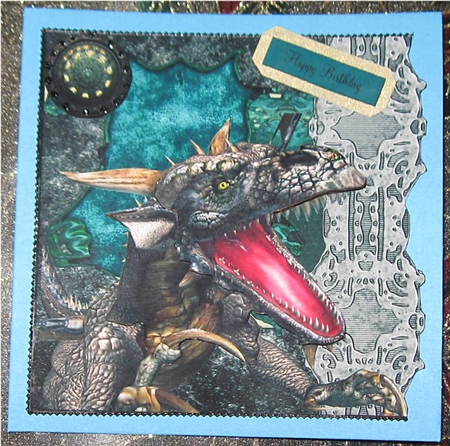 Dragon Shield Two Topper with Decoupage by Wendy De Winter