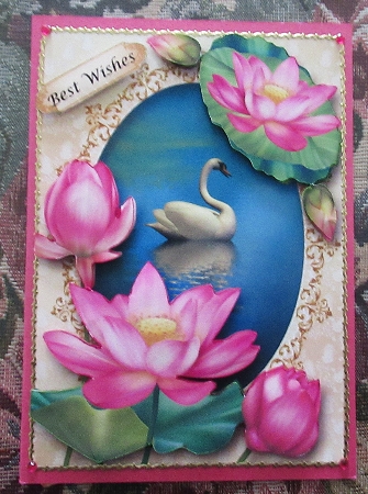 Pretty Pink Lotus Flowers & Swan by Wendy De Winter