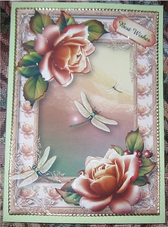 Pastel Sunset Roses & Dragonflies by Wendy De Winter