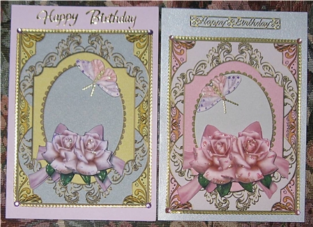 3 D Roses in Pink & Lila by Wendy De Winter