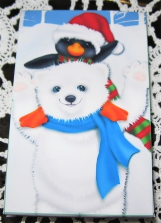 Polar Bear and Penguin Snow Scene Pinch Bag by Wendy De Winter