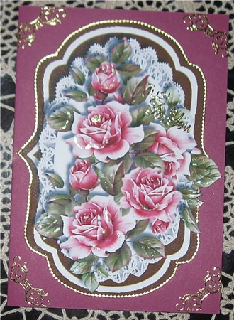 Beautiful Pink Roses in a Deep Taurpe Bracket by Wendy De Winter