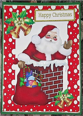 Santa in the Chimney with Gold Bells by Wendy De Winter