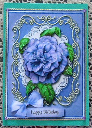 Lovely Amethyst Camellia in Ornate Scroll by Wendy De Winter