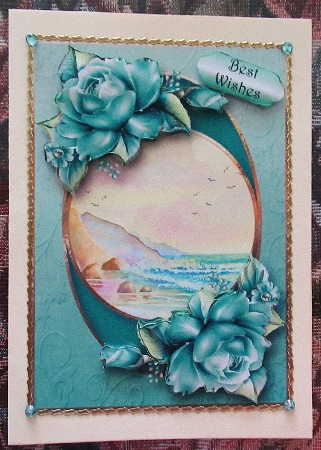 Centre Circle Teal Roses by Wendy De Winter