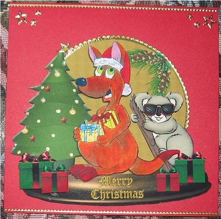 Merry Christmas -kanga and Friend - Shaped by Wendy De Winter