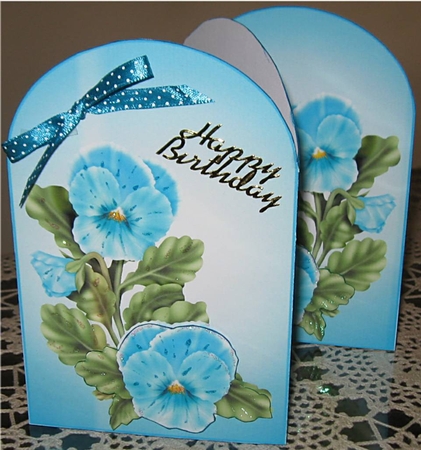 Blank Blue Tri Fold Card by Wendy De Winter