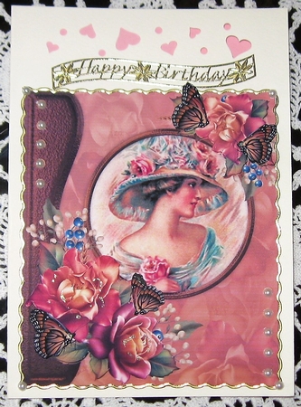 Pearl Rose Butterfly Topper with Decoupage by Wendy De Winter