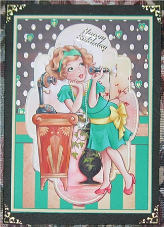 Sweet 1920's Telephone Lady Quick Card by Wendy De Winter