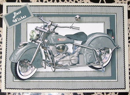 Grey Retro Motorbike A5 Landscape by Wendy De Winter