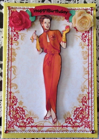 Vintage Fashion Lady Quick Card & Embellishments by Wendy De Winter