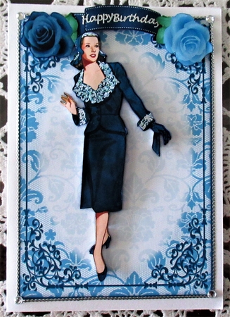 Vintage Fashion Lady Quick Card & Embellishments by Wendy De Winter