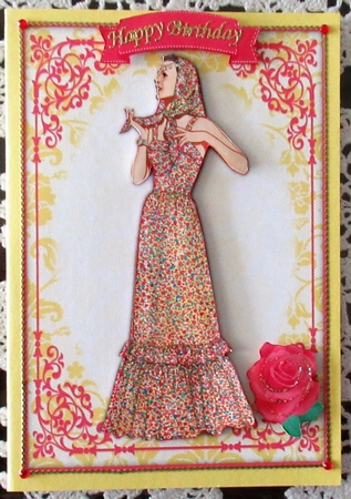 Vintage Fashion Lady Quick Card & Embellishments by Wendy De Winter