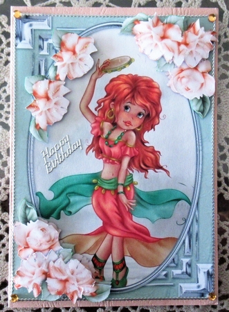 Gypsy Woman Card Front with Gift Tag by Wendy De Winter