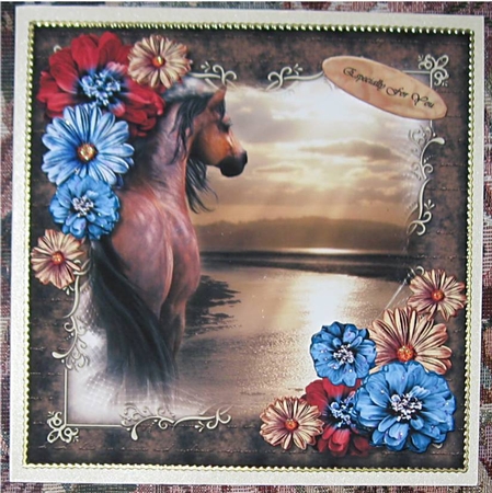 Beautiful Horse and Autumn Flowers by Wendy De Winter