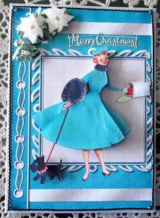 Retro Lady Christmas Post Book Cover Card Front by Wendy De Winter