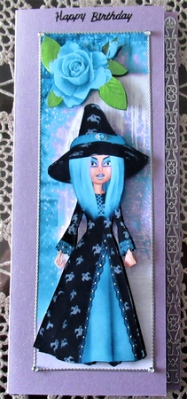 Blue Witch with Blue Rose Tall Dl by Wendy De Winter