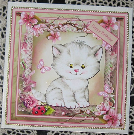 Hello Butterfly and Ladybird 7x7 Card by Wendy De Winter