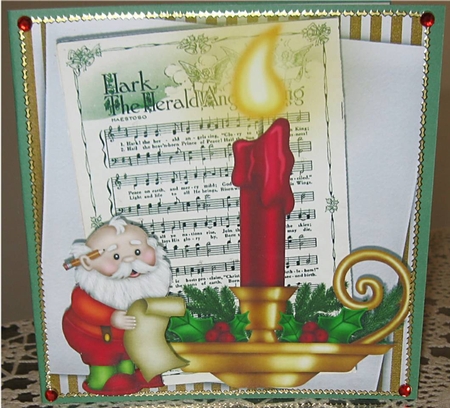 Santa with His List, Candlelight, and Hymn 8x8 by Wendy De Winter