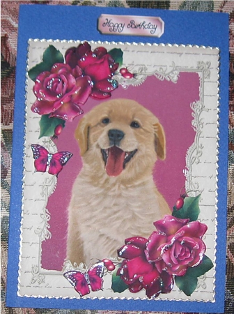 Gorgeous Labrador with Hot Pink Roses by Wendy De Winter